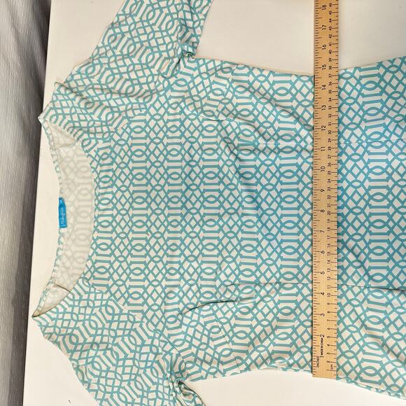 J. McLaughlin Mini Dress Size XS Catalina Cloth Nylon 3/4 Sleeve White Green - Picture 8 of 12